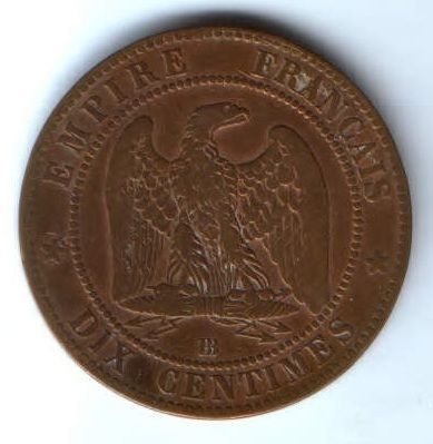 10 сантимов 1853 г. BB Франция XF