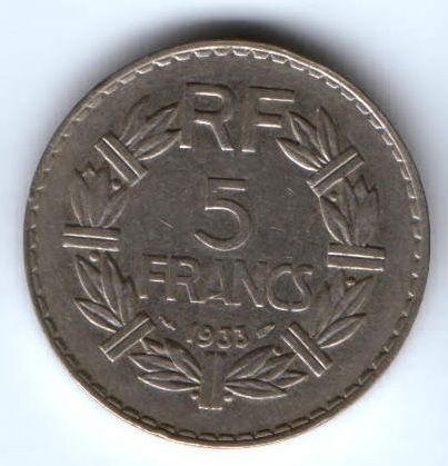 5 франков 1933 г. Франция