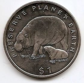 Карликовые бегемоты 1 доллар Либерия  1994