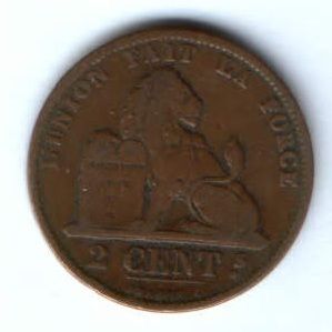 2 сантима 1873 г. Бельгия