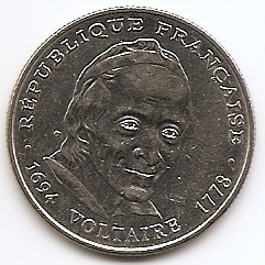 300 лет со дня  рождения Вольтера 5 франков Франция 1994