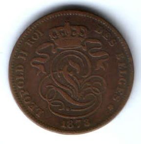 2 сантима 1873 г. Бельгия