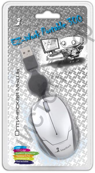 Мышь провод.USB Smartbuy 302 USB Silver/Black (STM-302-S/K) скруч.кабель для ноутбука