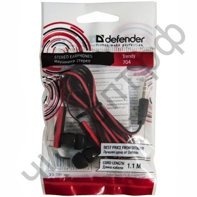 Наушники DEFENDER Trendy-704 для MP3, красны&черный, 1,1 м вакуум