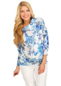 SALE! Блуза "Тильда" белая с голубыми цветами для беременных