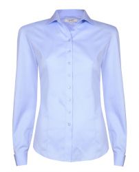Женская рубашка под запонки синяя хлопок T.M.Lewin приталенная Fitted (51967)