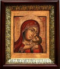 Касперовская икона Божьей Матери (19х22), темный киот