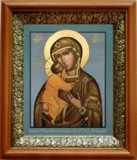 Феодоровская икона Божьей Матери (19х22), светлый киот