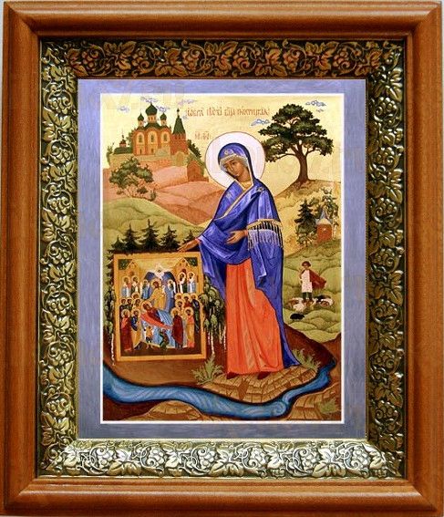 Пюхтицкая икона Божьей Матери (19х22), светлый киот