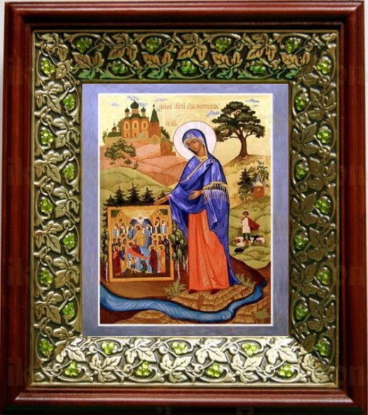 Пюхтицкая икона Божьей Матери (21х24), киот со стразами