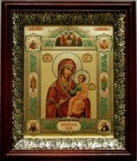 Иверская икона Божьей Матери (19х22), темный киот
