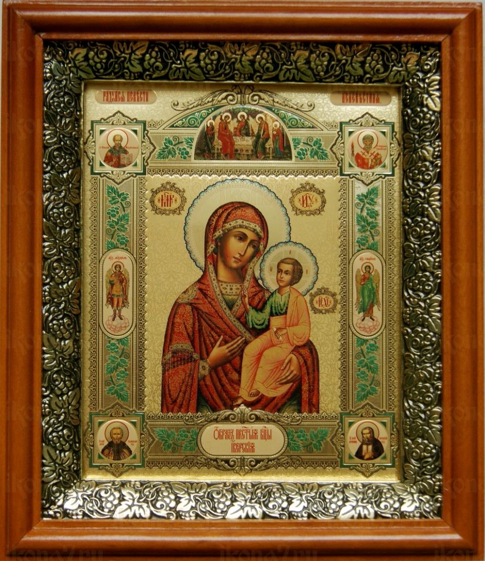 Иверская икона Божьей Матери (19х22), светлый киот