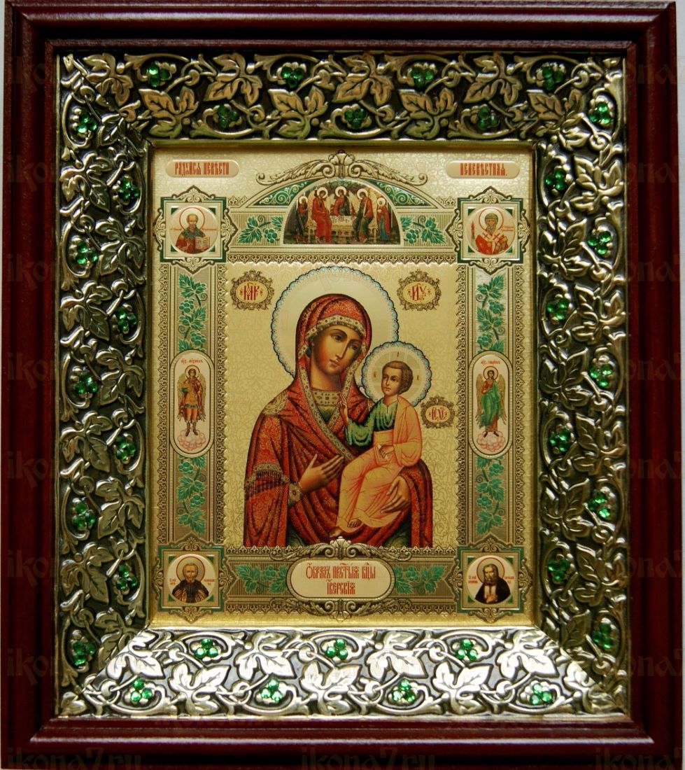 Иверская икона Божьей Матери (21х24), киот со стразами
