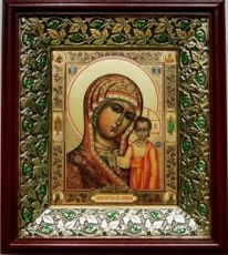 Казанская икона Божьей Матери (21х24), киот со стразами