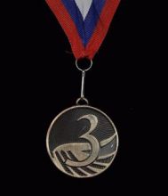 Медаль наградная с лентой, d - 50мм ( цвет "бронза", волны)
