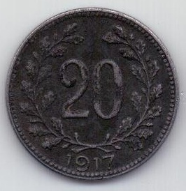20 геллеров 1917 г. Австрия