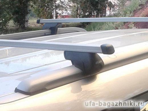 Багажник на крышу Kia Soul 2014-... с интегрированными рейлингами, Атлант, прямоугольные дуги