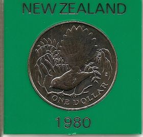 Райская птица 1 доллар Новая Зеландия 1980 в упаковке