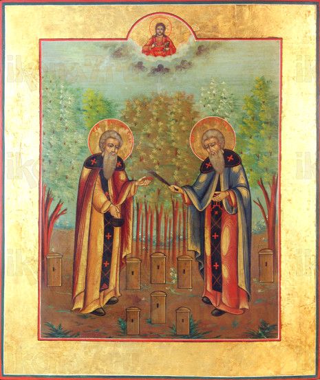 Икона Зосима и Савватий (рукописная)