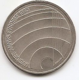 Международный Год музыки 5 франков Швейцария 1985 UNC