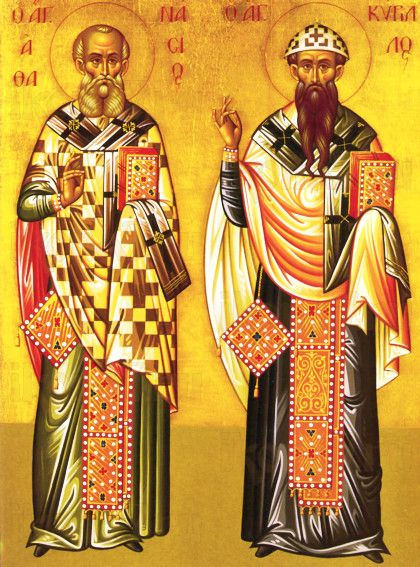 Икона Афанасий и Кирилл Александрийские (рукописная)