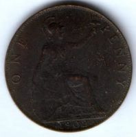 1 пенни 1902 г. XF Великобритания