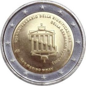 25 лет объединения Германии 2 Евро  Сан Марино 2015 Блистер. на заказ