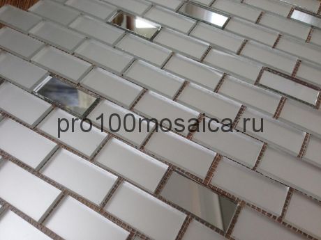 MS42-2 Серебро матовое+серебро. Мозаика зеркальная серия PERLA, 306*306 мм (VIVERE)