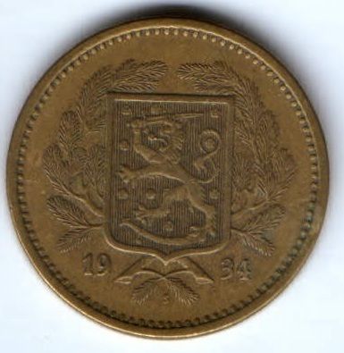 20 марок 1934 г. редкий год Финляндия