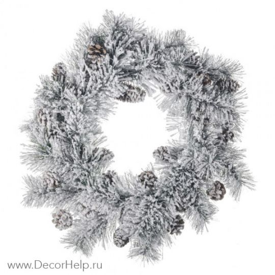 Венок еловый искусственный заснеженный (D55см)
