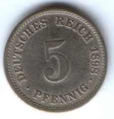 5 пфеннигов 1898 г. D Германия