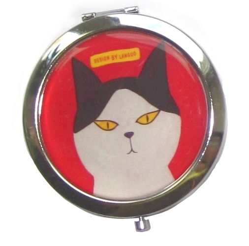 Двойное карманное зеркало "Cat Family" - Red