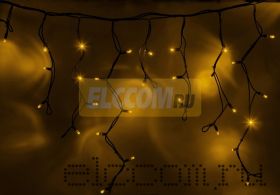 Гирлянда Айсикл (бахрома) светодиодный, 4,0х0,6м, черный провод "КАУЧУК", 220В, диоды желтые, NEON-NIGHT