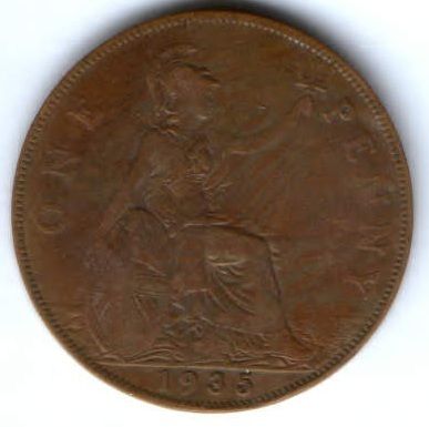 1 пенни 1935 г. Великобритания