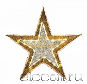 Фигура "Звезда" бархатная, с постоянным свечением, размеры 61 см (81 светодиод желтого+белого цвета)