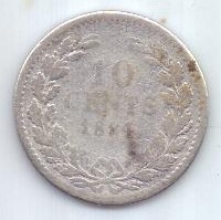 10 центов 1884 г. Нидерланды