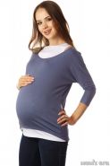 SALE! Блуза для беременных и кормящих АДЕЛЬ, антрацит/бел.