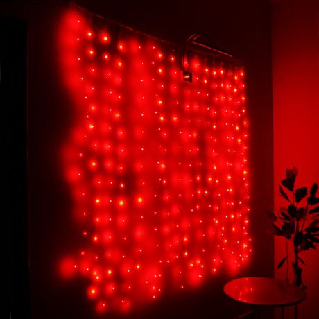 Занавес "Светлячок" красный, 256 минисветодиодов, 1.6х1.6м