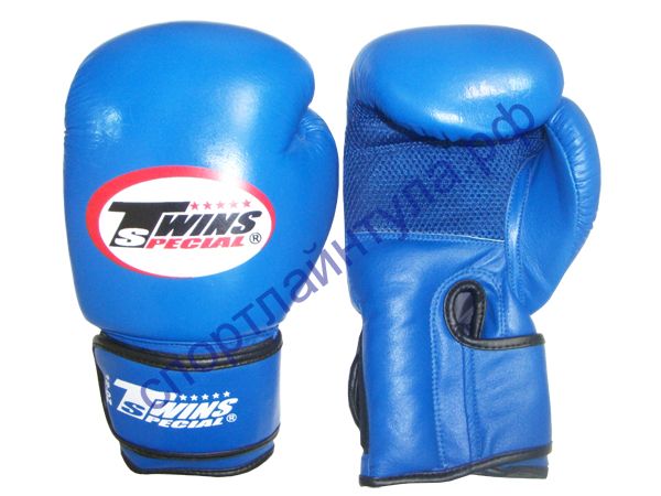 Боксерские перчатки TWINS PD476B синие, кожа
