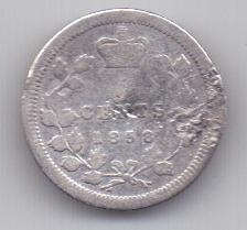 5 центов 1858 г. редкий год.Канада(Великобритания)