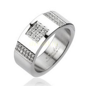 Стильное стальное кольцо с искусственными бриллиантами (арт. 280104)