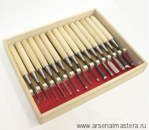 Набор 15 шт профессиональных японских резцов Tsurugi-15 в деревянной подарочной коробке М00010465
