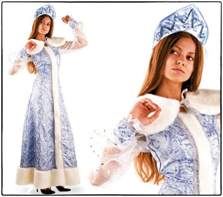 костюм Снегурочки взрослый шелк
