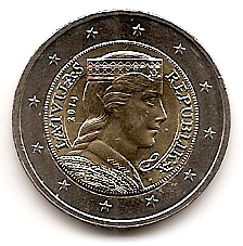 2 евро (регулярная) Латвия 2014