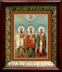 Собор трех святителей (19х22), темный киот
