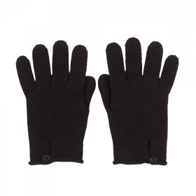 кашемировые перчатки женские на пуговке (100% драгоценный кашемир) BUTTON LOOP , классический чёрный цвет
