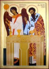 Икона Василий Великий с ангелом (рукописная)
