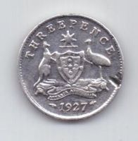 3 пенса 1927 г. Австралия. Великобритания
