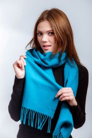 шарф 100% шерсть ягнёнка , модный цвет Kingfisher (Небесно-бирюзовый) ,плотность 6