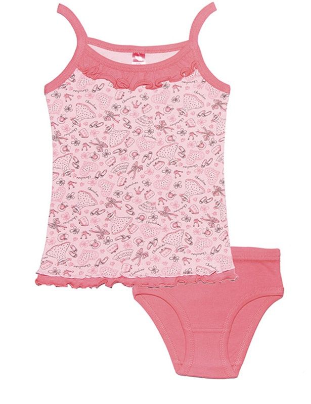 Комплект нижнего белья с оборочками розового цвета для девочки